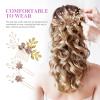 ASAKKURA 1Set Pearl Flower Hair Side Combs with Rhinestones and Alloy Base Decorative Bridal Hairpins for Women Comfortable Slide Bun Holders Elegant Wedding Floral Headwear Accessories view 3