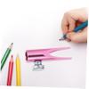Baluue Eyebrow Pencil Sharpener Compact Metal Manual Sharpener for Eyeliner and Makeup Pencils Dual-Sided U-Shaped Slot Lightweight and Portable for School and Travel Use Pink view 2