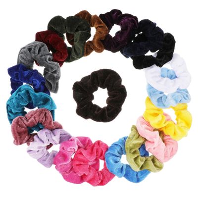 WOONEKY 20pcs Velvet Hair Scrunchies Colorful Elastic Hair Ties for Women Soft Gentle Hold for Ponytails and Unique Hairstyles