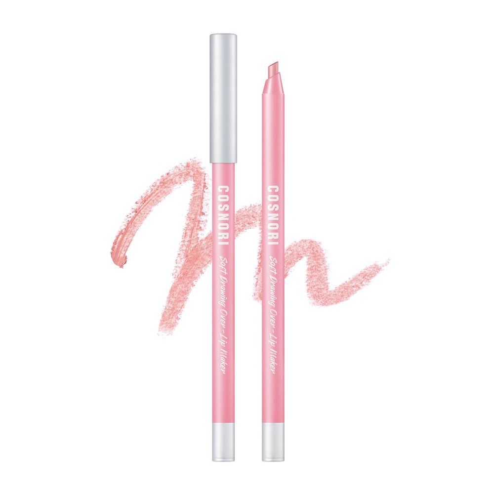 COSNORI Soft Drawing Overlip Maker- Long-Lasting Creamy Lip Liner, Easy-Blend, Multi-Use, Vegan Lip Pencil (01 PURE PINK)