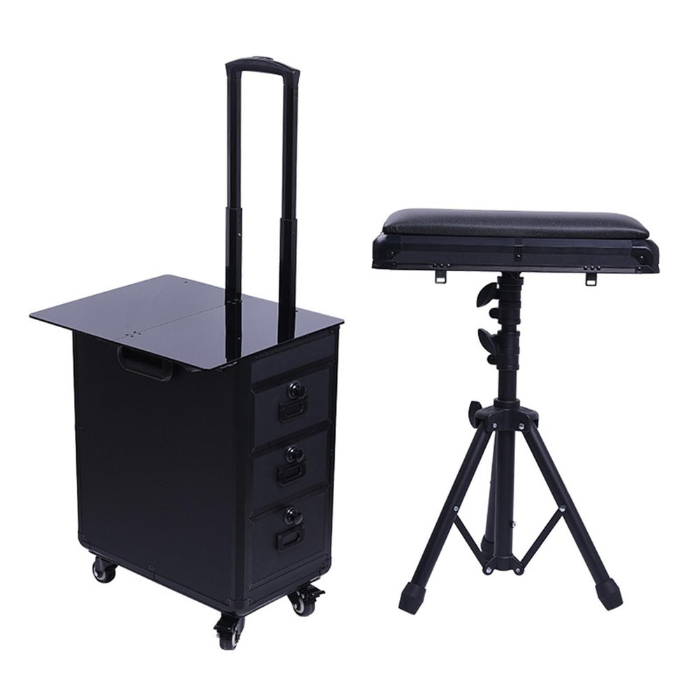 JJENXYYDS Portable 3 Drawers Rolling Makeup Case,Cosmetic Case Salon Barber Case Traveling Cart with 4 Universal Wheels & Handles,for Tattoo Artist, Beauty Salon, Beauty Studio,Modern