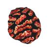 Bacon Pattern print Bath cap Large bath cap Fit for all lengths of hair Protects hair bath cap Reusable view 2