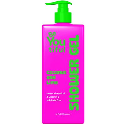 BeYoutiful Coconut Lime Body Wash Soap for Teens and KIds, Moisturizing Natural Ingredients for Sensitive Skin, Hydrating Shower Gel, Cruelty Free Teen Tween Girl Skin Care, 32oz
