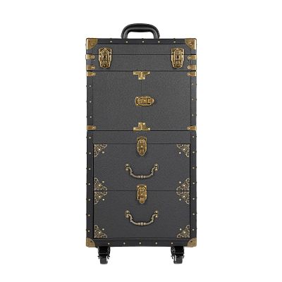 njxbrek Rolling Makeup Case, 4-Layer Cosmetic Trolley Makeup Case, Professional Makeup Artist Cosmetic Travel Case, Trolley Travel Hairdressing Case for Makeup Artist, Nail Salon, Hair Stylist