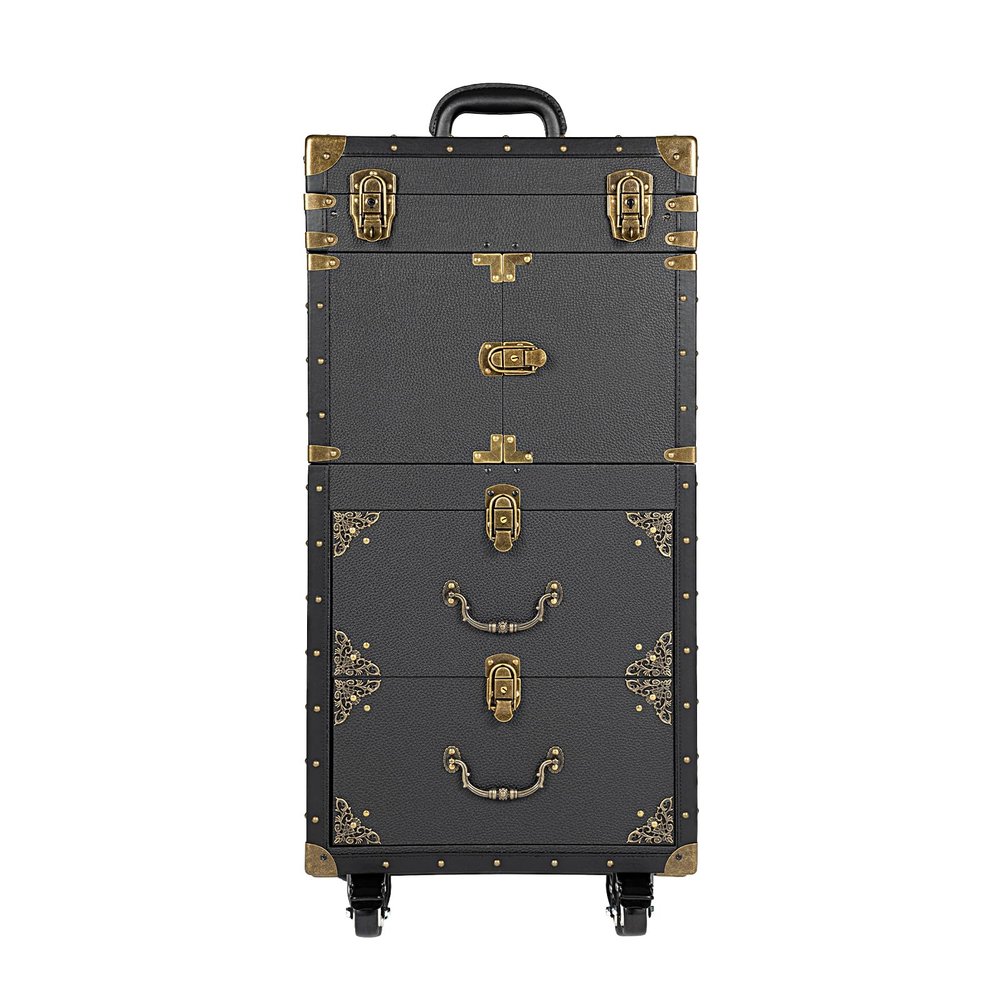njxbrek Rolling Makeup Case, 4-Layer Cosmetic Trolley Makeup Case, Professional Makeup Artist Cosmetic Travel Case, Trolley Travel Hairdressing Case for Makeup Artist, Nail Salon, Hair Stylist