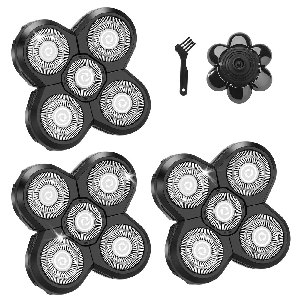 3 PCS Head Shaver Replacement Blades, Gifts for Him Mens Husband Dad - Birthday Gift Ideas for Dad, 5-Blade Shaver Heads for Bald and Face Hair with Cleaning Brush