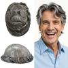 Toupee for Men Full PU Human Hair Replacement System - 0.1MM Thin Skin Male Hairpiece 6"X8" #1B60 1B# Off Black With 60% Synthetic Grey view 1