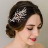 ALUINN Flower Bride Hair Comb Crystal Hair Piece Rhinestone Wedding Bridal Hair Accessories for Women Brides and Bridesmaids Rose Gold view 1