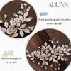 ALUINN Flower Bride Hair Comb Crystal Hair Piece Rhinestone Wedding Bridal Hair Accessories for Women Brides and Bridesmaids Rose Gold view 3