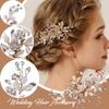 ALUINN Flower Bride Hair Comb Crystal Hair Piece Rhinestone Wedding Bridal Hair Accessories for Women Brides and Bridesmaids Rose Gold view 4