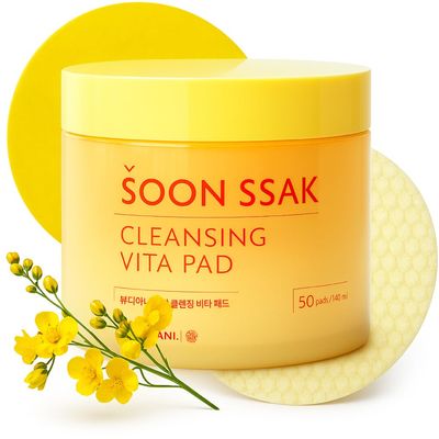 BEAUDIANI Soonssak Vitamin C Cleansing Pads  One-Swipe Makeup Remover, Low-pH 5.3, Dual-Texture Exfoliating Toner Pads, Hydrating Lyocell, Sensitive-Skin Friendly  50 Count