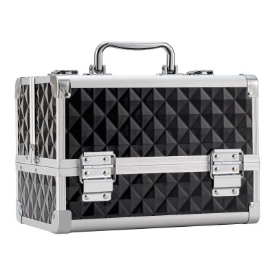 Leeora&Leekoo Makeup Train Case Cosmetic Box Portable Makeup Case Organizer 2 Trays Makeup Storage with Mirror for Cosmetologist Aesthetic Supplies Nail Tech Traveling Makeup Box (Watercube)