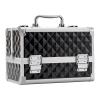 Leeora&Leekoo Makeup Train Case Cosmetic Box Portable Makeup Case Organizer 2 Trays Makeup Storage with Mirror for Cosmetologist Aesthetic Supplies Nail Tech Traveling Makeup Box (Watercube) view 1