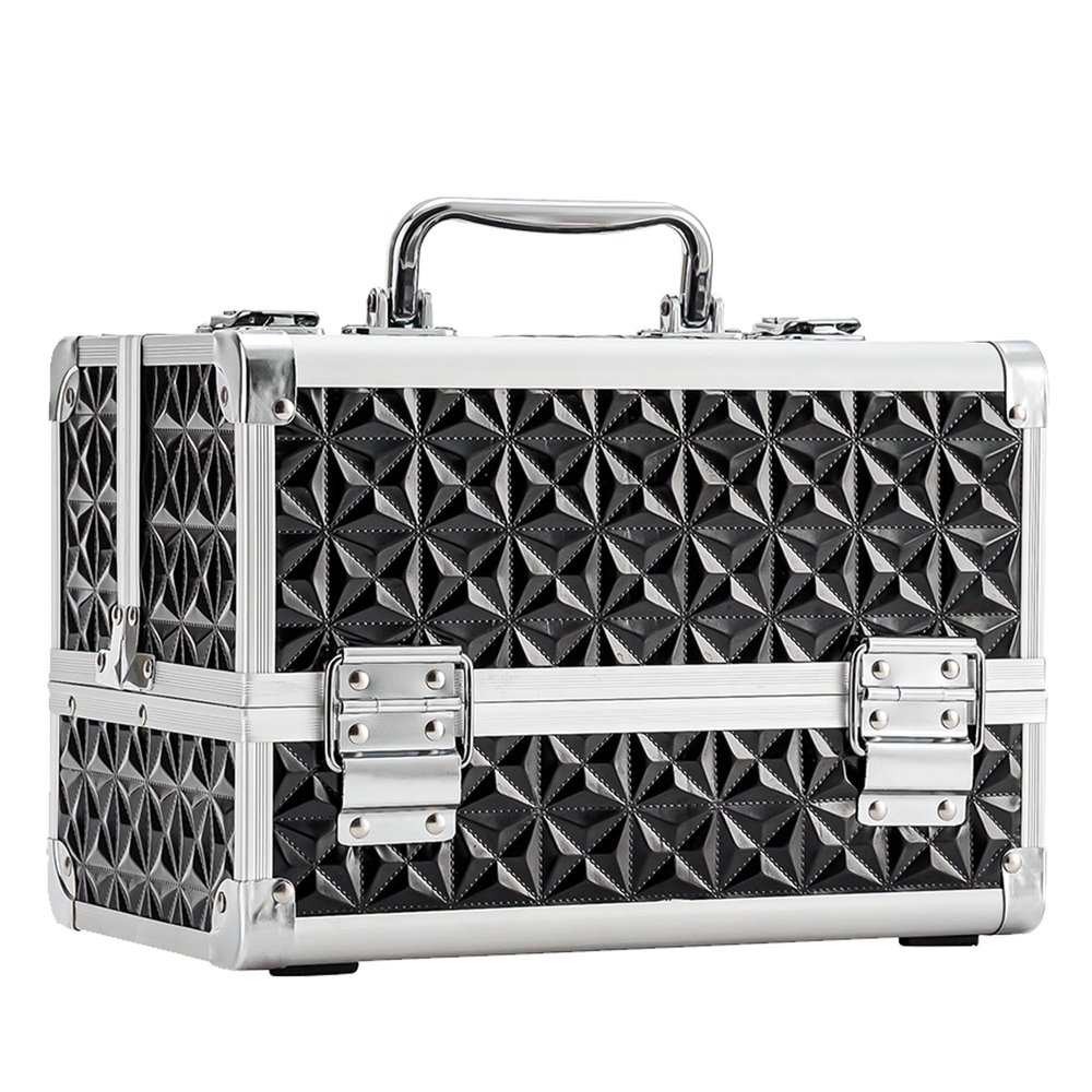 Leeora&Leekoo Makeup Train Case with Lighted Mirror,Portable Makeup Box Organizer (Black)