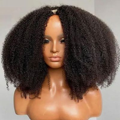 Hesperis 250 Density 4B/4C Afro Kinky Curly U Part Wig Human Hair 1X3 Middle Part Brazilian Hair Heavy Density Curly U Part Wigs (20inch, 200density)