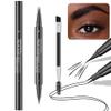 2-in-1 Double-ended Eye Brow Pencils with 2 Tips and Precise Brush Tip, Waterproof Last All-Day, Microblading Eyebrow Pen (Black) view 2