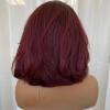 YiXing Short Layered Bob 13X6 Lace Front Human Hair Wig with Side Bangs 99j Short Cut Bob Glueless 13X6 Deep Part Wigs with Bang Burgundy Preplucked with Babyhair 10inch 130Density view 4