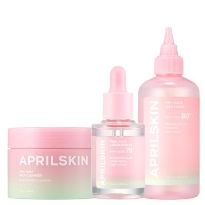 APRILSKIN Pink Aloe Facial Polish Cleanser with Vita Toner and Mucin Serum