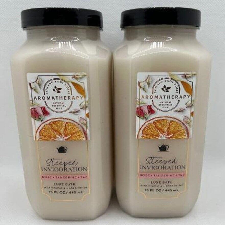 2 Aromatherapy Steeped Invigoration Rose Tangerine Tea Luxe Bath Body 15 oz