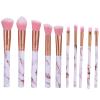 10pcs Makeup Brushes Set, Premium Portable Marble Face Makeup Brush Set, Setting Powder Eyeshadow Makeup Brush Tool for Women (pink bristles) view 1