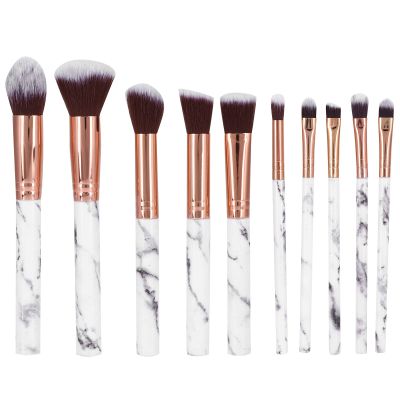 10pcs Makeup Brushes Set, Premium Portable Marble Face Makeup Brush Set, Setting Powder Eyeshadow Makeup Brush Tool for Women (Black bristles)