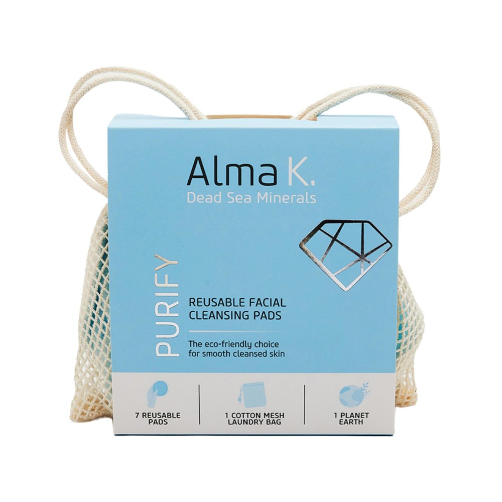 Alma K Reusable Facial Cleansing Pads - Washable Round Cotton Pads for Face - Includes 1 Wash Bag - Facial Skin Care Products - 8 pcs