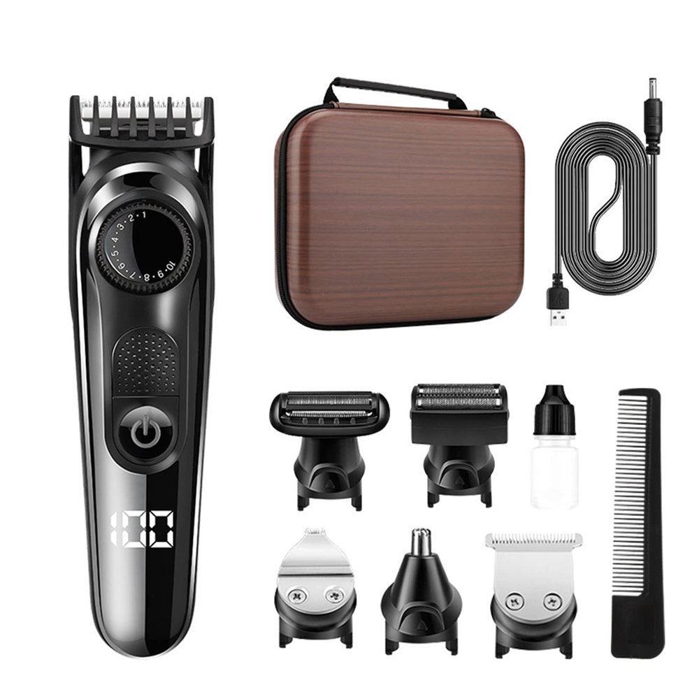 Clippers And Trimmers Set, Plastics and Stainless Steel Black Beard Trimmer Mustache Trimmer Beard Trimmer For Men with our 5 in 1 Hair Trimming Machine for trimming hair on variou