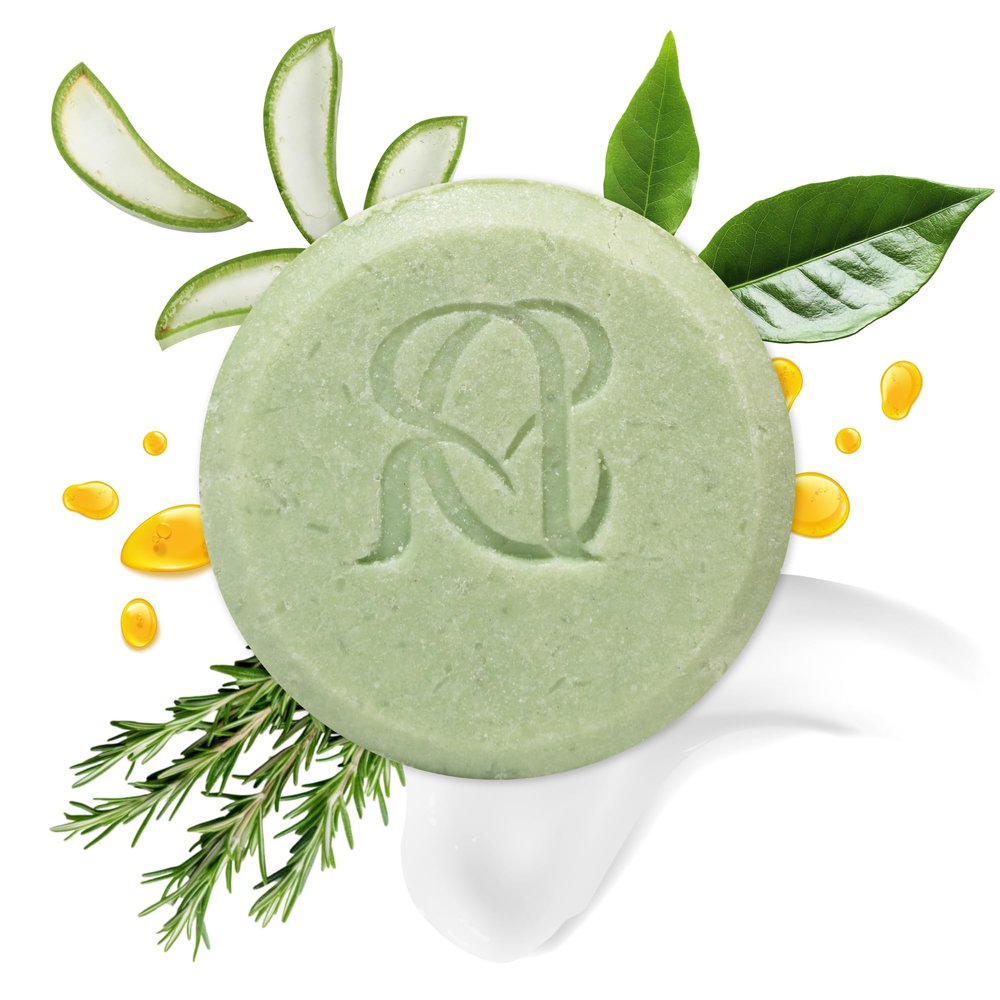 Alice Cares Moisturizing Shampoo Bar for Dry & Frizzy Hair with Green Tea, Aloe Vera & Rosemary Oil Solid, pH-Balanced & Sulfate-Free Zero Waste, Travel-Friendly