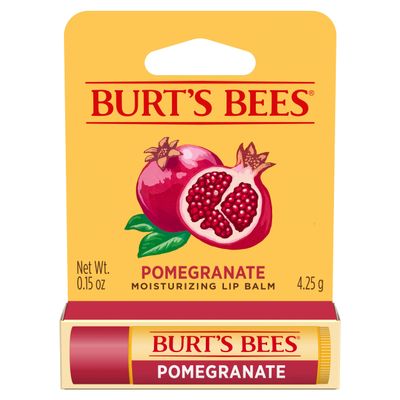 Burt's Bees Lip Balm, Pomegranate, Lip Moisturizer With Responsibly Sourced Beeswax, Tint-Free, Natural Conditioning Treatment, 1 Tube, 0.15 oz.