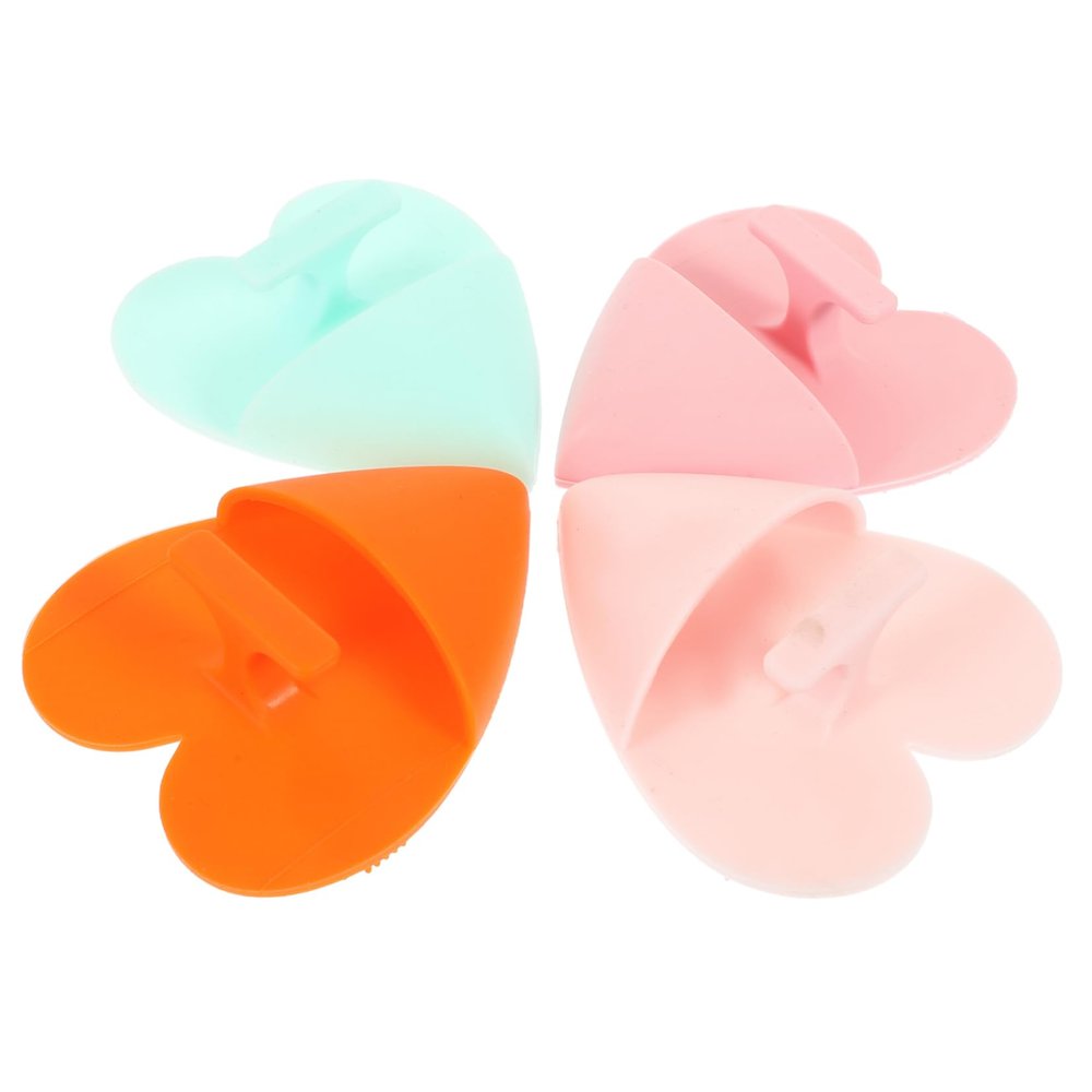 Baluue 4pcs Face Washing Brush Heart Shaped Exfoliating Facial Cleaners for Deep Cleansing Blackhead Removal and Skin Firming and Transparent Pink
