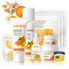 11PCS Turmeric Skincare Set, Skin Care Set with Turmeric Face Wash, Eye Cream, Toner, Facial Cream, Face Serum, Moisturizing Tinted Lip Balm, Under Eye Patches Set with 3 Honey Facial Masks view 1