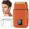 Electric Razor, Electric Razor for Men Face, Shavers for Men, Foil Shaver 3 Adjustable Speeds Rechargeable Waterproof Close Shave Trimmer with LED Display for Face/Beard/Head Shavers (Orange) view 1
