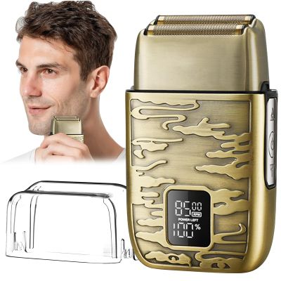 Electric Razor, Electric Razor for Men Face,Shavers for Men, Foil Shaver 3 Adjustable Speeds Rechargeable Waterproof Close Shave Trimmer with LED Display for Face/Beard/Head Shavers (Yellow)