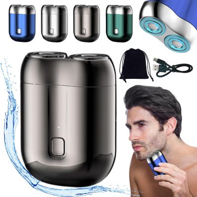 2024 New Upgrade Pocket Shaver USB Mini Shavers for Men, Electric Mini Portable Razor, Washable Double Head Razor, Rechargeable Waterproof Compact Electric Shaver for Home, Car, Travel (Gray)