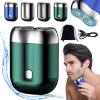 2024 New Upgrade Pocket Shaver USB Mini Shavers for Men, Electric Mini Portable Razor, Washable Double Head Razor, Rechargeable Waterproof Compact Electric Shaver for Home, Car, Travel (Green) view 1