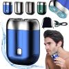 2024 New Upgrade Pocket Shaver USB Mini Shavers for Men, Electric Mini Portable Razor, Washable Double Head Razor, Rechargeable Waterproof Compact Electric Shaver for Home, Car, Travel (Blue) view 1