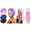 4PCS + 1PCS Silk Bonnet for Sleeping - Hair Satin Bonnets for Black Women Men,Hair Wrap Cap for Curly Hair,Elastic Wide Band Hair Bonnet Shower Cap for Sleeping view 1