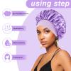 4PCS + 1PCS Silk Bonnet for Sleeping - Hair Satin Bonnets for Black Women Men,Hair Wrap Cap for Curly Hair,Elastic Wide Band Hair Bonnet Shower Cap for Sleeping view 4