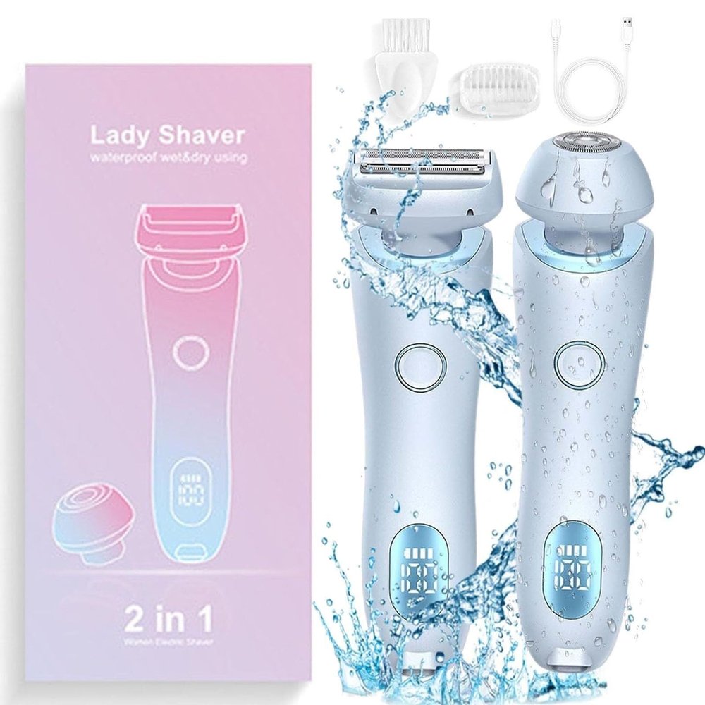 Busaiu Dusk Razor for Women - Silky Glide Pro 3.0 Razor, 2 in 1 Electric Shaver Razors, Ipx7 Waterproof Women's Bikini Trimmers, Wet or Dry(Blue)
