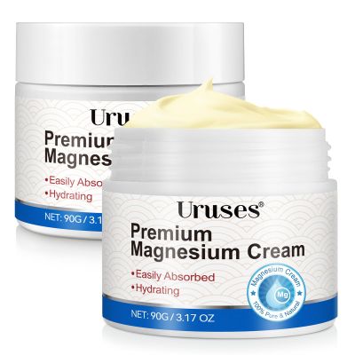 2PCS Magnesium Cream, Magnesium Lotion, Topical Magnesium Chloride, Highly Concentrated Magnesium for Leg, Muscle, Joint Care, Magnesium Oil Cream with Pure Zechstein Magnesium