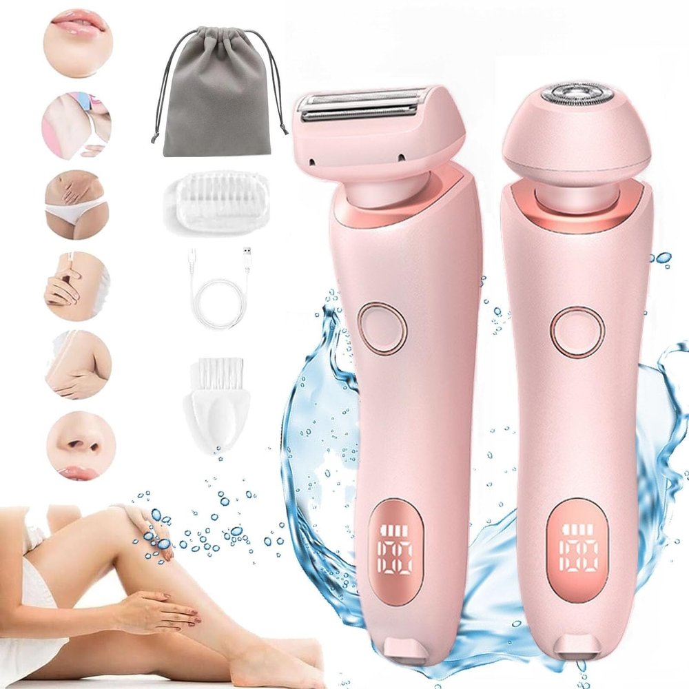 Duskofficial Razor, Duskofficial The Glide Pro 3.0 Shaver, 2 in 1 Electric Shaver Razors, Ipx7 Waterproof Women's Bikini Trimmers, Wet or Dry(Pink)