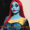 Paminify 4 Pcs Sally Makeup Kit,Corpse Bride SFX Halloween Baby Blue ,Water Activated Face Paint Makeup Kit,Sally Face Costume Women Cosplay,Light Blue Body Paint+Eyeliner+Lipstick+Sponge view 3
