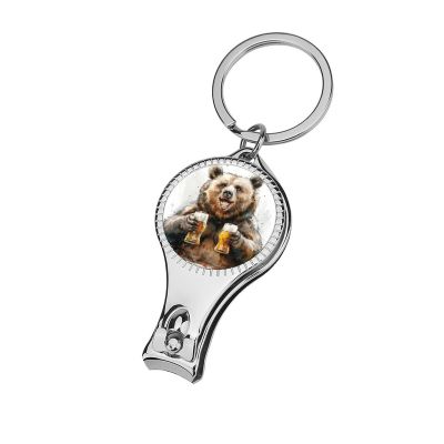 Bear with Beer in Hands Nail Clippers Toenail Clipper Cutters Illustration Style Professional Nail Trimmer Nail Cuticle Cutter for Women Men