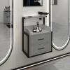 Suspended Salon Wall Cabinet,Floating Nightstand with Drawer,Hair Stylist Storage Table with 2 Hair Dryer Holders,Open Organizer for Hair Cutting Station Beauty Salon(18.86*11.81*18.89in, F) view 1