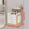 Suspended Salon Wall Cabinet,Floating Nightstand with Drawer,Hair Stylist Storage Table with 2 Hair Dryer Holders,Open Organizer for Hair Cutting Station Beauty Salon(18.86*11.81*18.89in, F) view 2