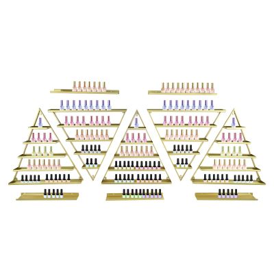 AGULIUM 10PCS Metal Wall-Mounted Nail Polish Storage Racks, 5-Tier Triangular Nail Polish Display Rack, Cosmetic Nail Polish Lipstick Perfume Essential Organizer for Spa Nail Salon Shop