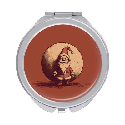 KLWQR Gnome and Snowball Travel Makeup Mirror Portable Folding Cosmetic Compact Mirror with 2 X 1x Magnification Mini Pocket Mirror for Women Purses
