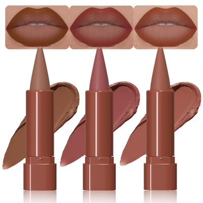 BINGBRUSH 2-in-1 Gradient Matte Lipstick & Lip Liner Set,3Pcs Long Lasting Waterproof Lip Crayon for Women, Flawless Contour, Lightweight Ombre Lip Color Pencil(01#&02#&04#)