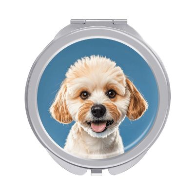 Portable Travel Makeup Mirror, Lover Dog Paw Printed Pocket Mirror Double Sided Vanity Mirror Magnifying Travel Makeup Mirror Without Lights for Travel Men and Women