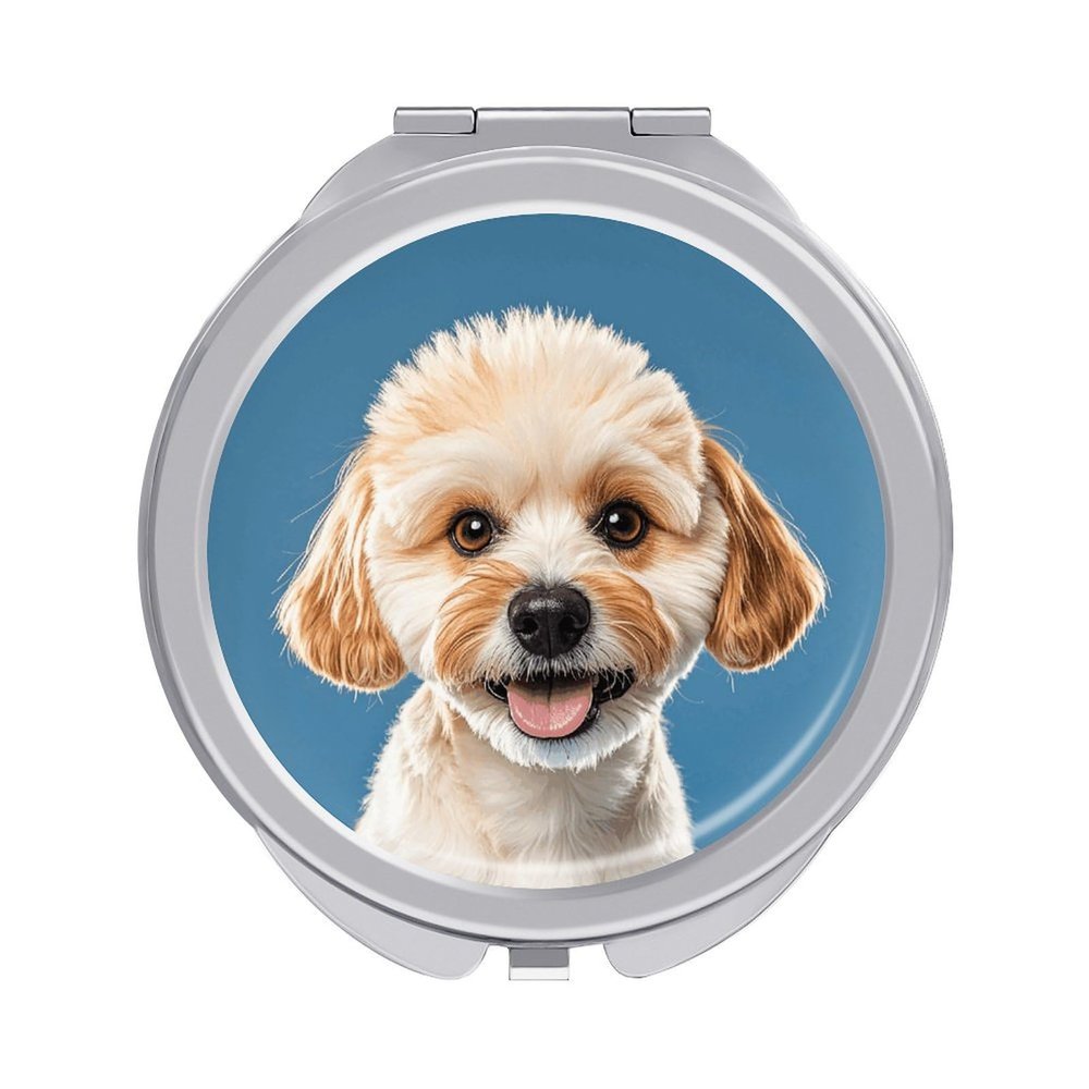 Portable Travel Makeup Mirror, Lover Dog Paw Printed Pocket Mirror Double Sided Vanity Mirror Magnifying Travel Makeup Mirror Without Lights for Travel Men and Women